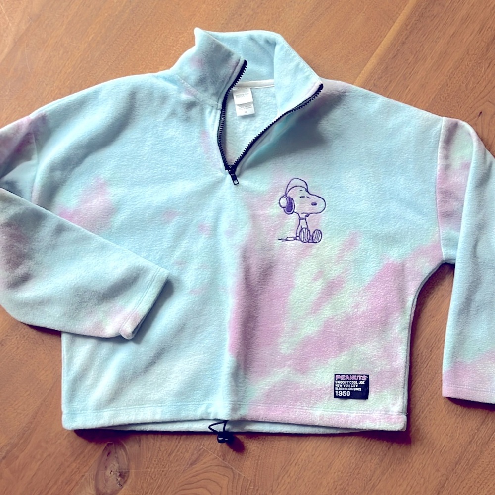 Snoopy Xsmall tie dye fleece jacket 1/4 zip 🩵💜